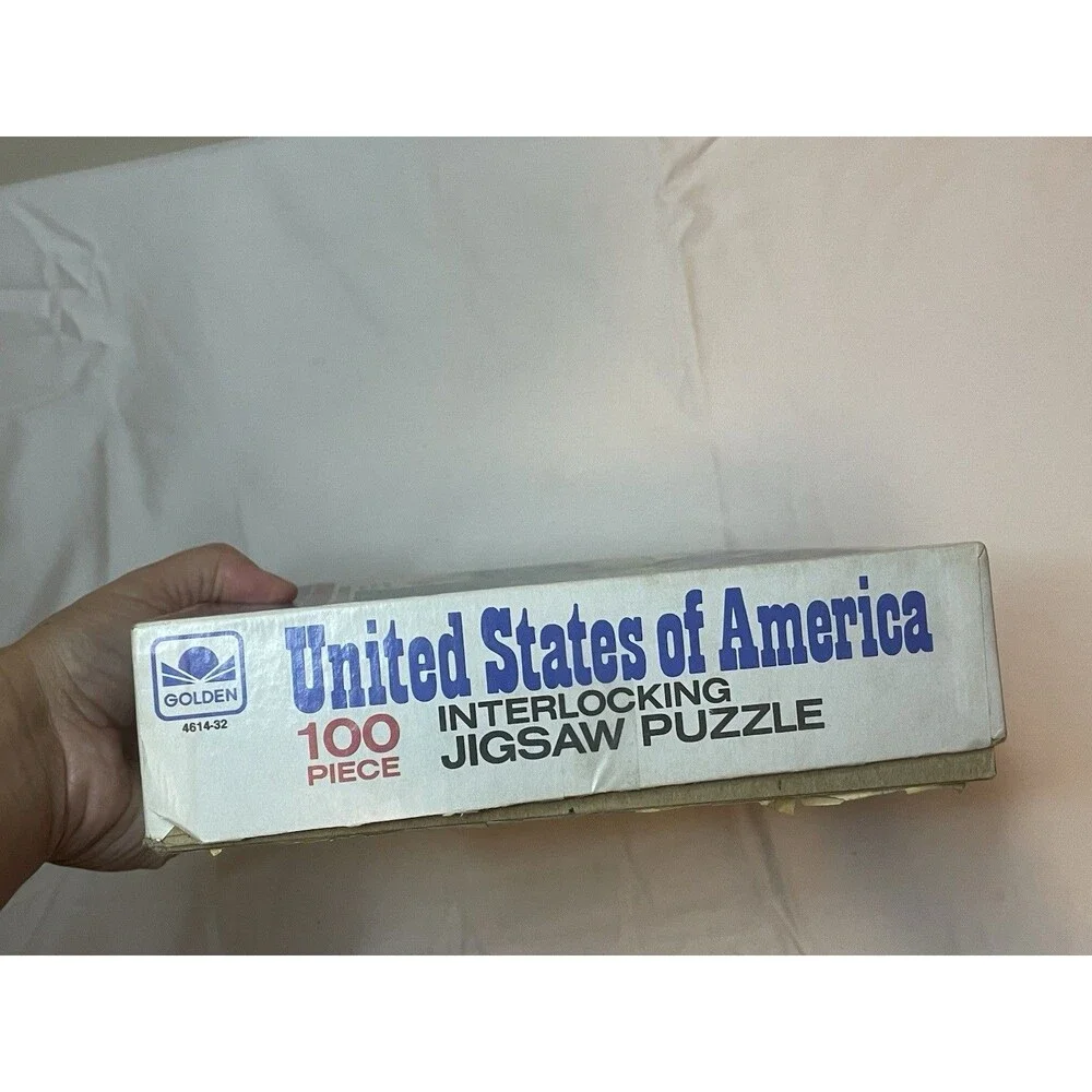 Golden United States of America Map Jigsaw Puzzle Geography 100 Pcs Educational
